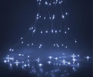 Ozdoby bożonarodzeniowe - Lampki na druciku kurtyna 80 LED zimne białe na baterie - miniaturka - grafika 1