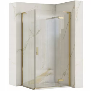 Kabina prysznicowa szczotkowane złoto 100x80 uchylna Hugo Rea Gold - Kabiny prysznicowe - miniaturka - grafika 2