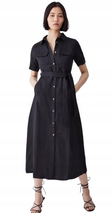 KAREN MILLEN SUKIENKA Z LNEM NA GUZIKI 34 1Y1I
