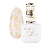 Lakiery hybrydowe - NAILAC GLAMMY BASE BAZA KAUCZUKOWA MILK & GOLD 7ML - miniaturka - grafika 1