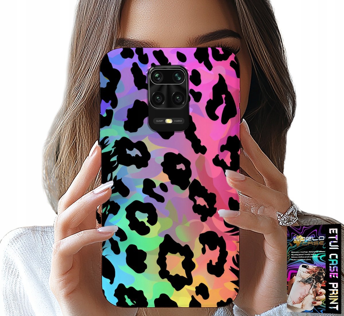ETUI DO XIAOMI NOTE 9 PRO / 9S - KOLOROWA TĘCZOWA PANTERKA PLECKI SZKŁO