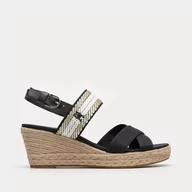 Sandały damskie - TOMMY HILFIGER GOLDEN WEBBING MID WEDGE - Tommy Hilfiger - miniaturka - grafika 1