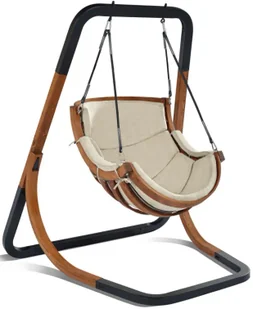 Elior Beżowa nowoczesna huśtawka na balkon D8-W26 - Fotele ogrodowe wiszące - miniaturka - grafika 1