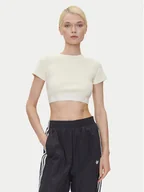Koszulki i topy damskie - adidas T-Shirt Ribbed JD0040 Beżowy Slim Fit - miniaturka - grafika 1