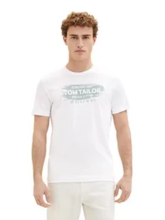 TOM TAILOR Męski T-shirt z nadrukiem logo, 20000 – biały, XXL - Koszulki męskie - miniaturka - grafika 1