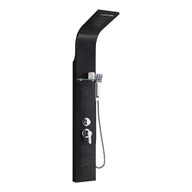 Panele prysznicowe - Leziter Panel prysznicowy z hydromasażem Alegro Black, stal nierdzewna - miniaturka - grafika 1