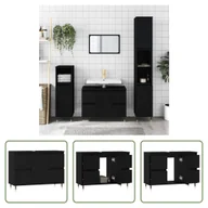 Szafki łazienkowe - The Living Store Szafka łazienkowa czarna 80x33x60 cm materiał drewnopochodny - miniaturka - grafika 1