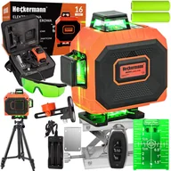 Poziomice laserowe - Zestaw Poziomica laserowa Heckermann 16 linii 4DH NOWA + tripod + okulary + tarcza - miniaturka - grafika 1