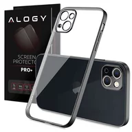 Etui i futerały do telefonów - Etui Alogy TPU Luxury Case z osłonką na aparat do Apple iPhone 13 czarno-przezroczyste + Szkło - miniaturka - grafika 1
