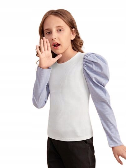 SHEIN BLUZKA DZIECIĘCA PRĄŻKOWANA W PASKI 140 V4U