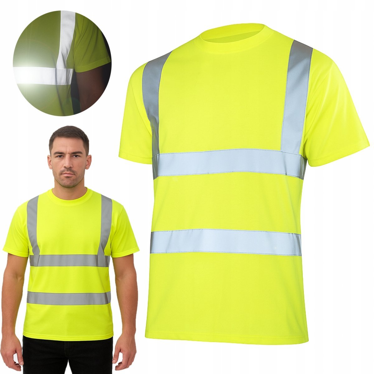 T-SHIRT ROBOCZY ODBLASKOWY OSTRZEGAWCZY koszulka robocza ostrzegawcza XL