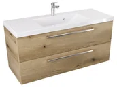 Szafki łazienkowe - Szafka Wisząca Z Umywalką ATHD 100 cm - Dąb Evoke Coast Mat - Uchwyty Stal Szczotkowana - miniaturka - grafika 1