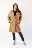 Płaszcze damskie - Jesienny płaszcz na podszewce Lasuerte Karmelowy L/XL - miniaturka - grafika 1