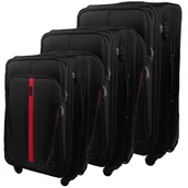 Walizki - Zestaw 3 Walizek Miękkich z Codury (XL+M+S) Czarny - miniaturka - grafika 1