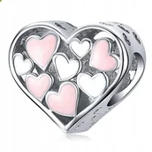 Bransoletki - CHARMS SERCE MIŁOŚĆ biżuteria na dzien kobiet CHARMSY BEADS ORYGINALNY - miniaturka - grafika 1