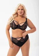 Majtki damskie - Gorsenia Figi Estelle K898 Siateczkowe Wyższe Czarny L - miniaturka - grafika 1