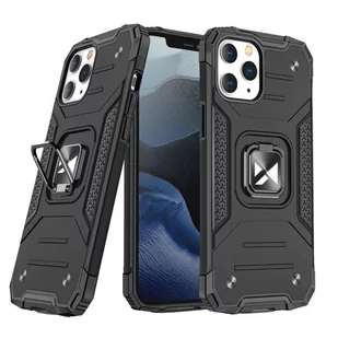 Wozinsky Ring Armor pancerne hybrydowe etui pokrowiec + magnetyczny uchwyt do iPhone 13 czarny - Etui i futerały do telefonów - miniaturka - grafika 1
