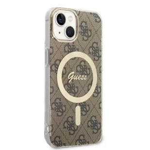 Guess Zestaw GUBPP14MH4EACSW Case+ Charger iPhone 14 Plus 6,7" brązowy/brown hard case 4G Print MagSafe - Etui i futerały do telefonów - miniaturka - grafika 4