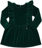 Sukienki - Sukienka świąteczna WELUROWA z falbankami Revaj BUTELKOWA 128 - miniaturka - grafika 1