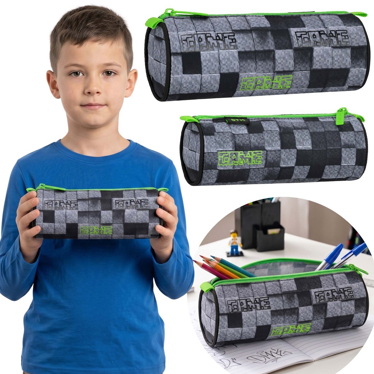 Game Piórnik szkolny dla chłopca, TUBA, saszetka na przybory szkolne 22x8x8cm