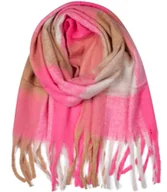 Apaszki i szaliki damskie - Ciepły szal szalik krata kratka puchata dzianina - miniaturka - grafika 1