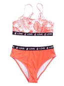 Stroje kąpielowe - Kostium kąpielowy dziewczęcy dwuczęściowy pomarańczowy 128-134 YOCLUB - miniaturka - grafika 1