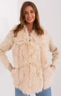Kurtki i kamizelki sportowe damskie - Beżowa kamizelka futrzana AT-KZ-2375.00P, Kolor beżowy, Rozmiar S/M, WOOL FASHION ITALIA - Primodo.com - miniaturka - grafika 1