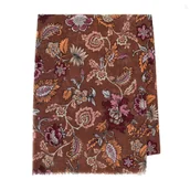 Apaszki i szaliki męskie - Damski szal w kwiatowy wzór brązowo - pomarańczowy - miniaturka - grafika 1