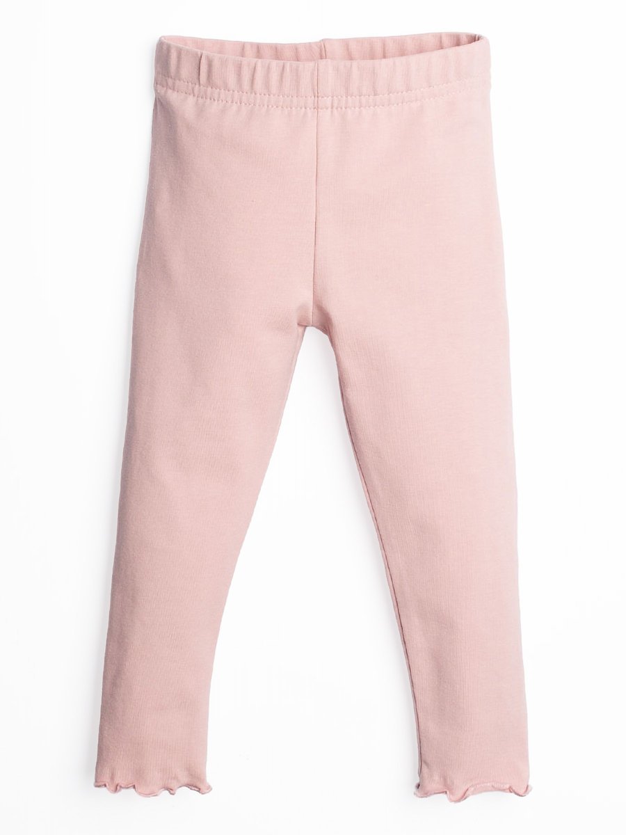 Dziewczęce legginsy z ozdobną falbanką pudrowe Nicol r.134