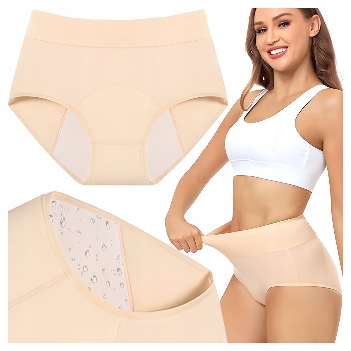 MAJTKI MENSTRUACYJNE Bawełniane Damskie Wysokim Stanem Nieprzeciekające 4Xl