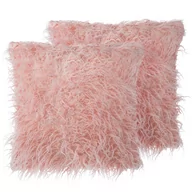 Poduszki dekoracyjne - Beliani Zestaw 2 poduszek dekoracyjnych włochacz 45 x 45 cm różowy DAISY - miniaturka - grafika 1