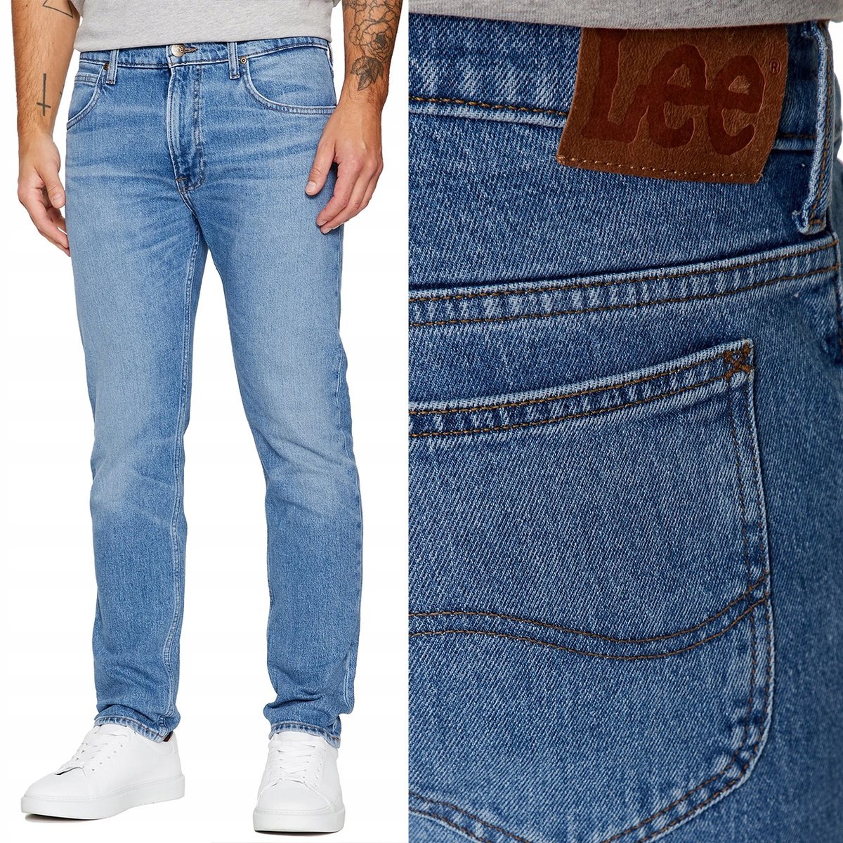 Lee RIDER SLIM Downtown DOPASOWANE SPODNIE JEANSOWE BLUE DżINS W30 L32