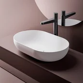 Umywalki - Bernstein Umywalka nablatowa O-540 biały mat odlew mineralny z białą pokrywką odpływu - miniaturka - grafika 1