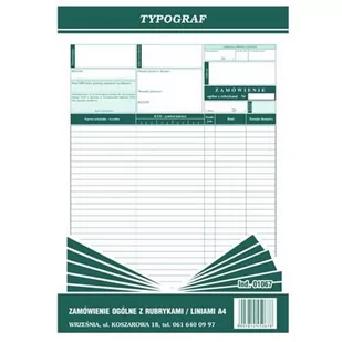 Druk samokopiujący zamówienie z liniami A4 80 kartek TYPOGRAF /01067/ - Druki akcydensowe - miniaturka - grafika 1
