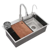 Zlewozmywaki - Zlewozmywak kuchenny ze stali nierdzewnej srebrny z kranem Zlewozmywak wielofunkcyjny - miniaturka - grafika 1