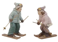 Ozdoby bożonarodzeniowe - EWAX, Figurki dzieci na nartach, mix, 15x12x20/14,5x11x18 cm - miniaturka - grafika 1