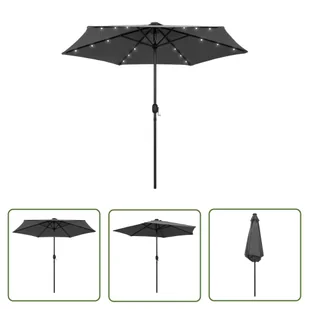 The Living Store Parasol ogrodowy z LED i aluminiowym słupkiem - 270 cm - antracyt - Parasol Ogrodowy - Parasole ogrodowe - miniaturka - grafika 1