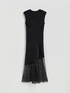 Reserved - Sukienka midi z koronką - czarny - Sukienki - miniaturka - grafika 1