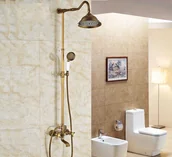 Baterie wannowe i prysznicowe - Bateria prysznicowa retro MASSALIA szczotkowany mosiądz - miniaturka - grafika 1