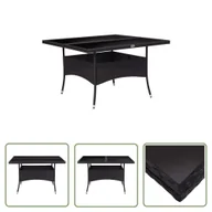 Stoły ogrodowe - The Living Store Stół ogrodowy - czarny - polirattan i szkło - Stół Ogrodowy - miniaturka - grafika 1