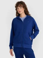 Bluzy damskie - 4F Bluza dresowa rozpinana z kapturem damska - granatowa XXL - miniaturka - grafika 1