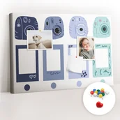 Tablice i flipcharty - Szkolna Tablica korkowa 60x40 cm, Kolorowe Pinezki, wzór Ramki polaroidowe - miniaturka - grafika 1