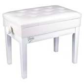 Akcesoria do instrumentów klawiszowych - ŁAWA DO PIANINA FORTEPIANU REGULOWANA SOLIDNA STABILNA ZE SCHOWKIEM BIAŁA - miniaturka - grafika 1