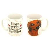 Kubki - Kubek pies RASY JAMNIK brązowy prezent NA URODZINY kubki z psem - miniaturka - grafika 1