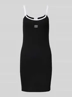 Sukienki - Sukienka mini z prążkowaniem i wyhaftowanym logo - miniaturka - grafika 1