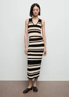 Spódnice - MANGO - Spódnica midi z dzianiny w paski czarny - XL - Kobieta - miniaturka - grafika 1