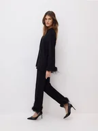 Spodnie damskie - Reserved - Spodnie z piórami - czarny - miniaturka - grafika 1