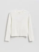 Bluzki dla dziewczynek - Reserved - Gładka koszulka - złamana biel - miniaturka - grafika 1