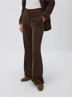 Spodnie damskie - Reserved - Sztruksowe spodnie flare - ciemnobrązowy - miniaturka - grafika 1