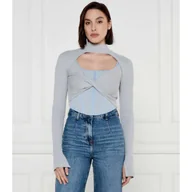 Bluzki damskie - Patrizia Pepe Bluzka 2w1 Slim Fit - miniaturka - grafika 1